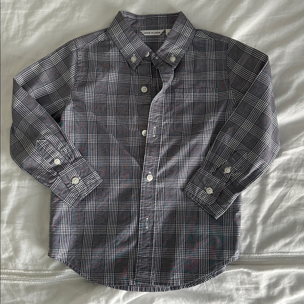Janie and Jack Gray Plaid Shirt